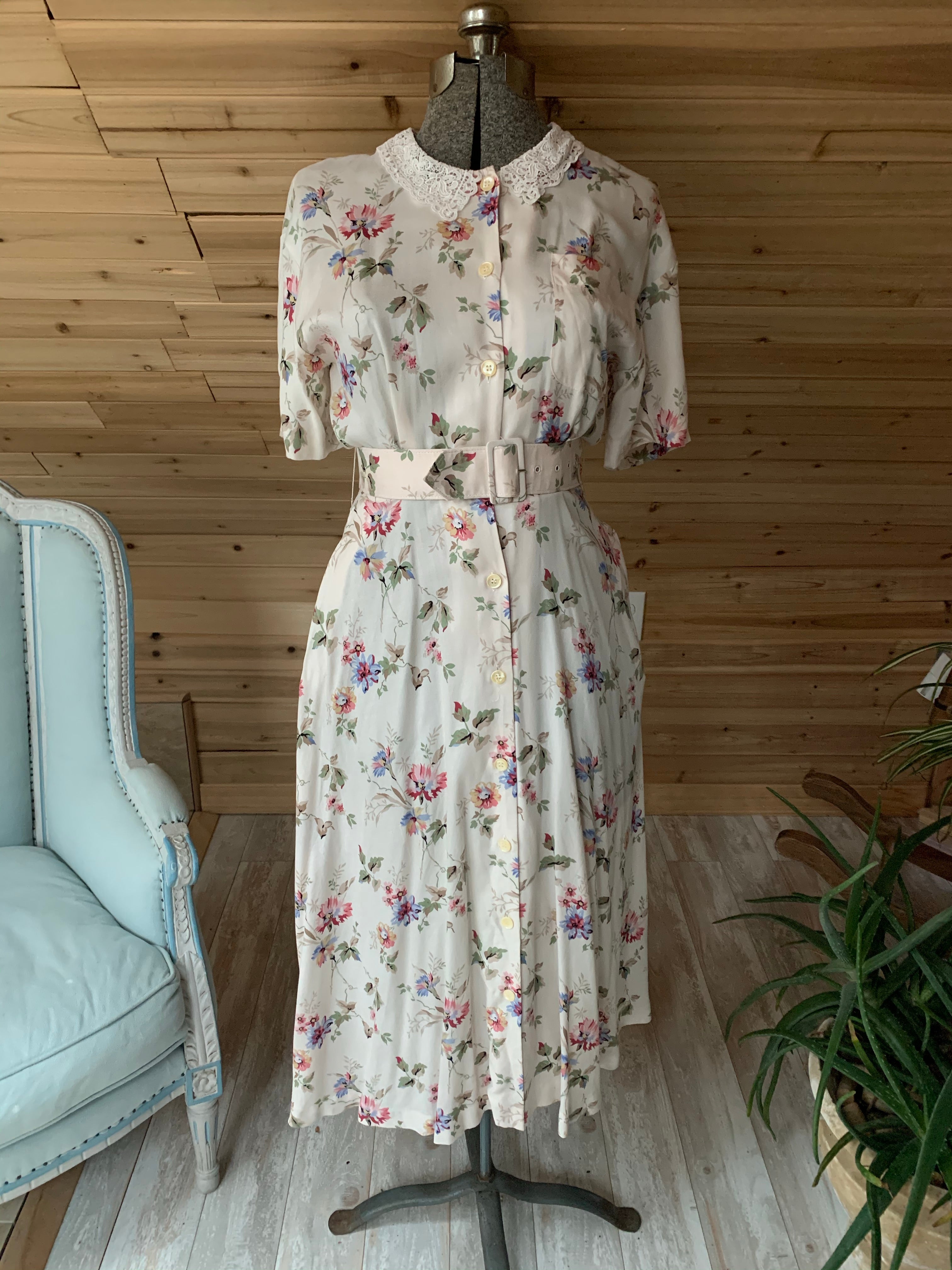 Vintage Pink Talbots Floral Dress