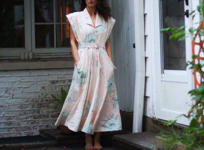Vintage Pink Floral Light Blue Flowers Carol Anderson Dress
