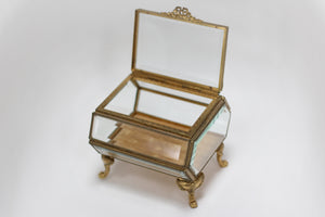 Large antique Beveled glass Jewelry Box