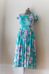 Vintage Teal Floral Carol Anderson Dress