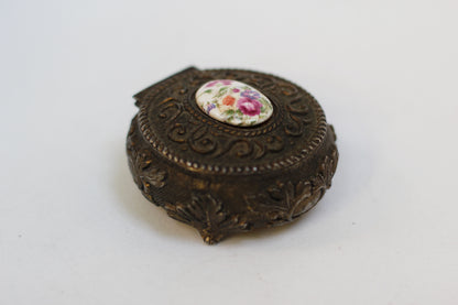 Antique Brass Floral Jewellery Box