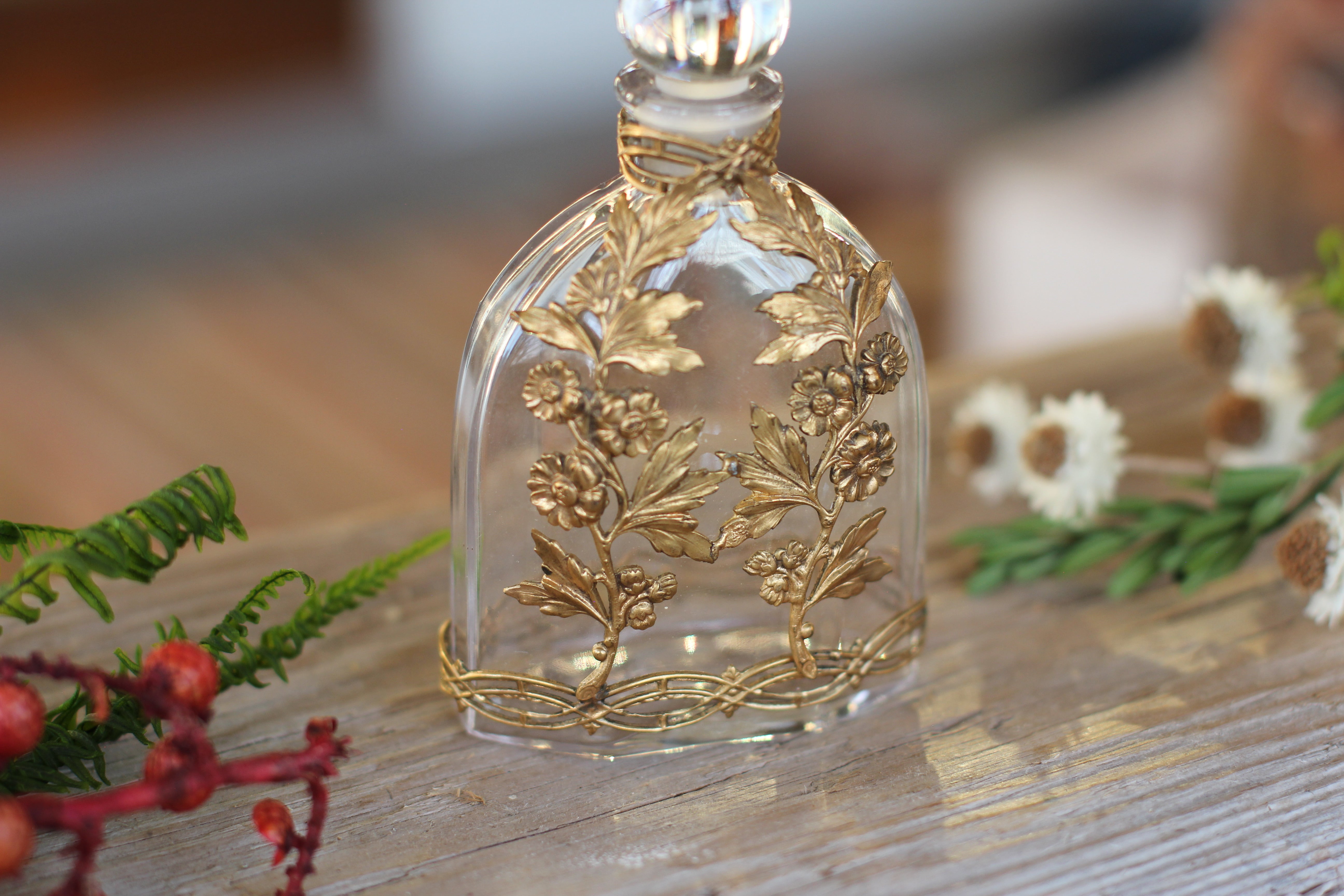 Antique Crystal Filigree Collar Perfume Bottle