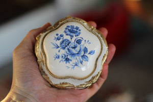 Antique Blue Flowers Jewelry Box