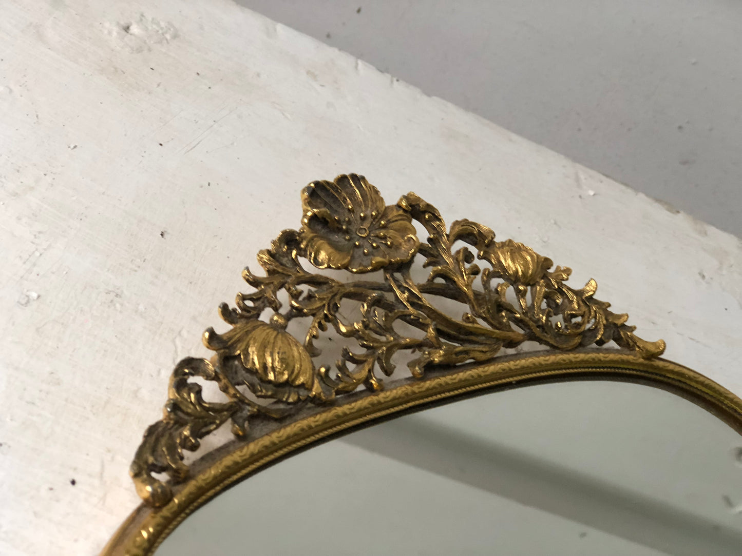 Antique Floral Matson Mirror Tray