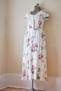Vintage White Pink Floral Carol Anderson Dress