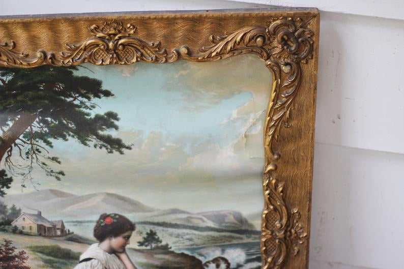 Antique Large Wood Victorian Bronze Frame