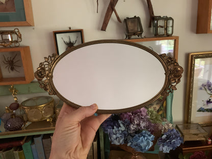 Antique Floral Roses Matson Mirror Tray