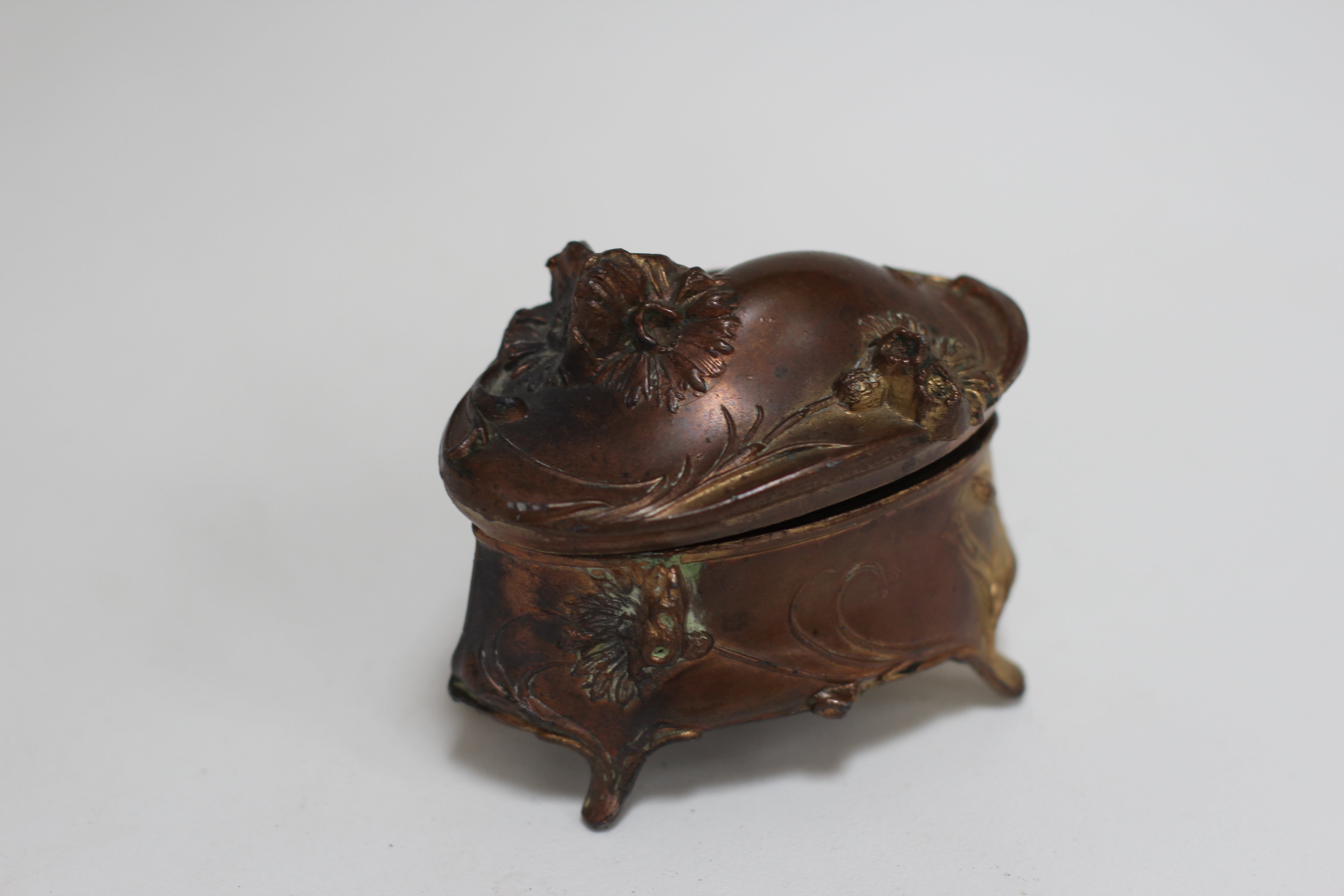 Antique Bronze Art Nouveau Jewelry Box