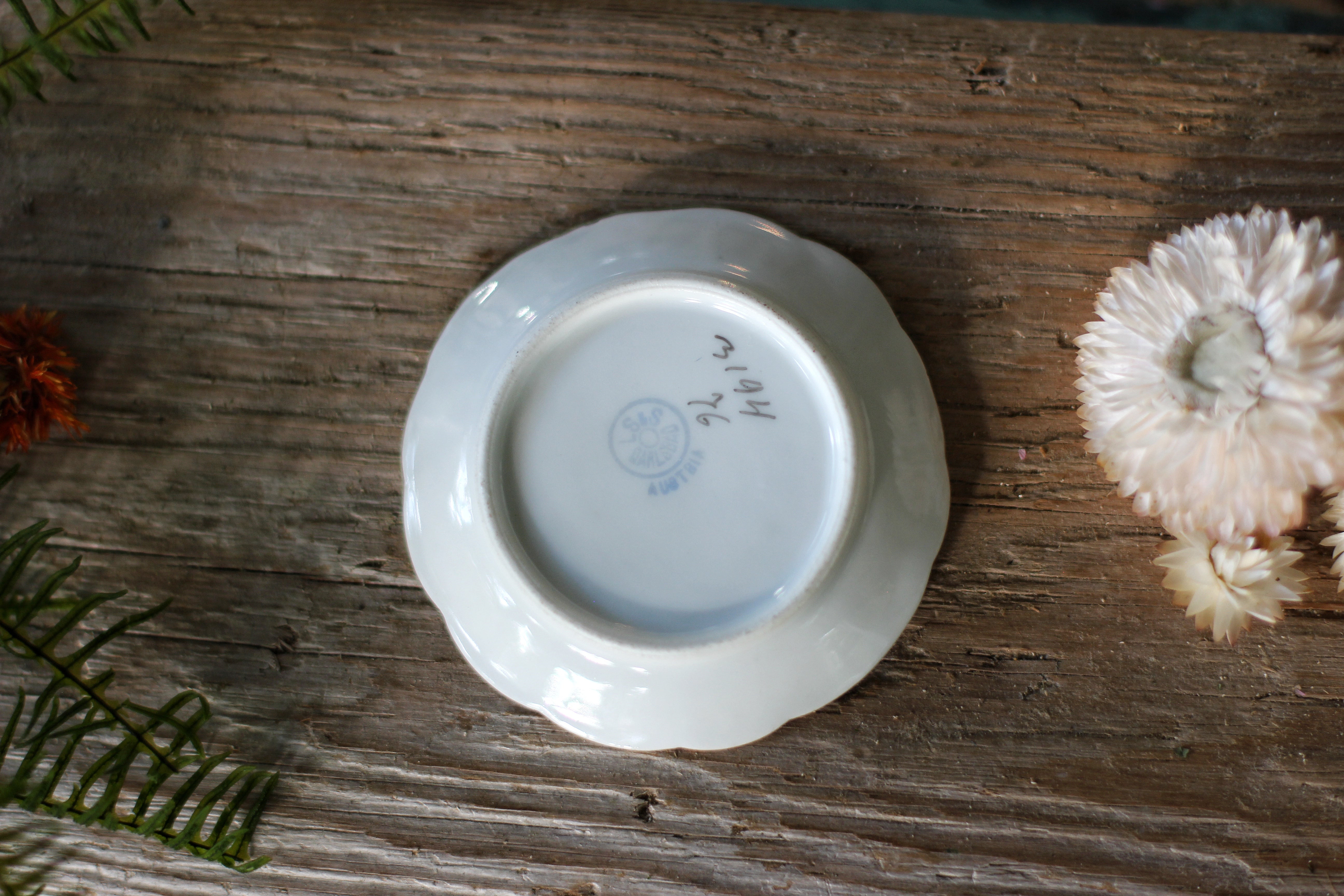 Antique Floral Porcelain Ring Dish