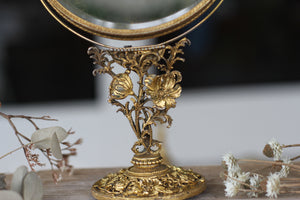 Vintage Matson Floral Vanity Pedestal Mirror Double Sided Magnifier