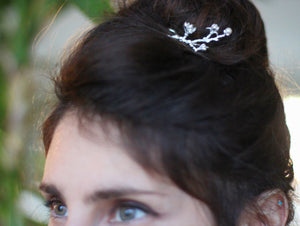 Magnolia Floral Branch Hair Prong