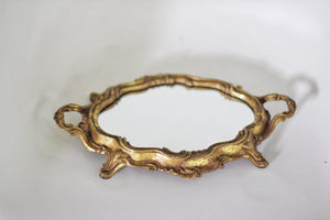 Antique Ornate Bronze Mirror Tray