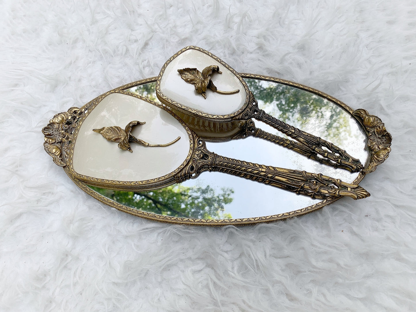 Vintage Dogwood Vanity Mirror