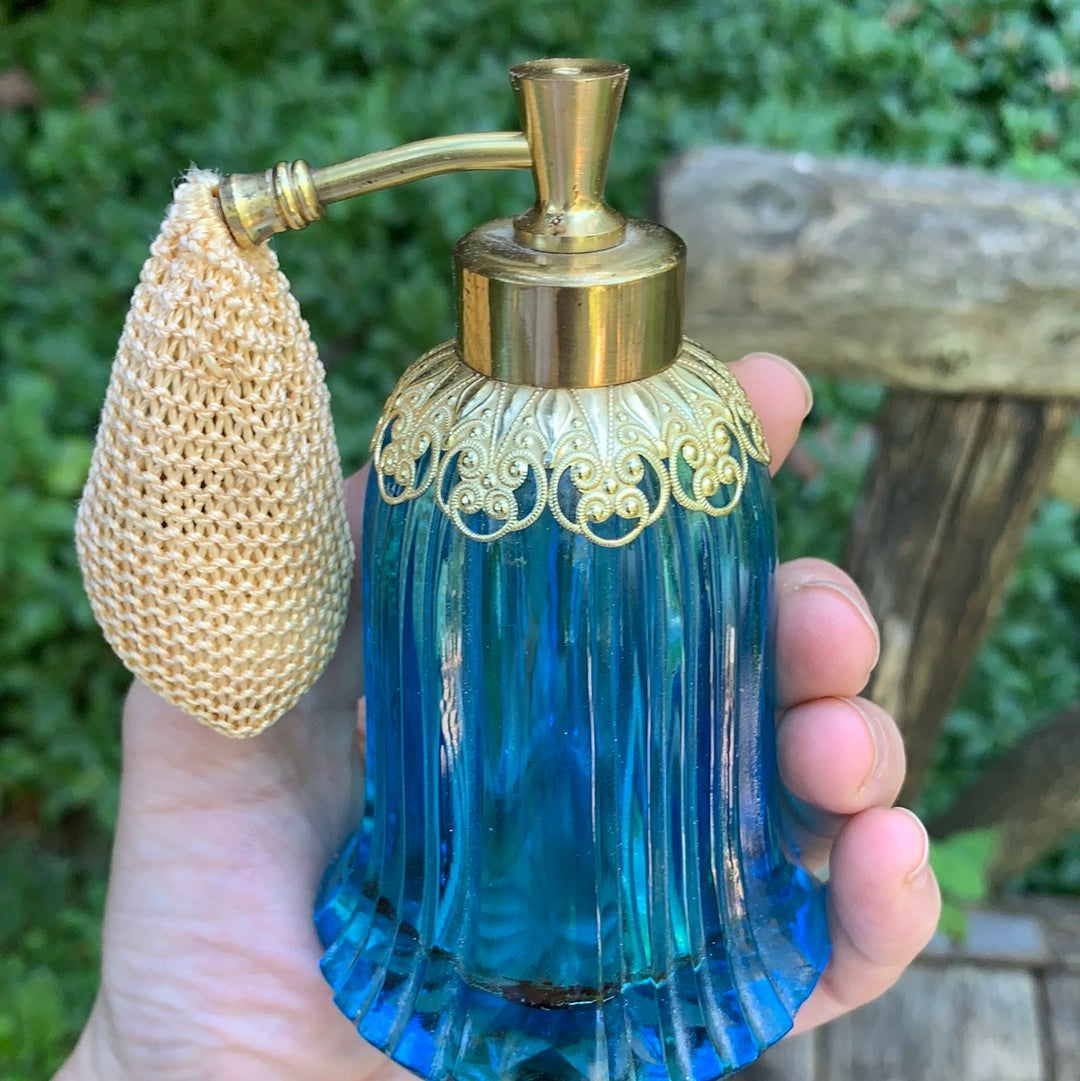 Antique Blue Filigree Perfume Bottle