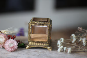 Antique French Victorian Amber Glass Jewelry Box