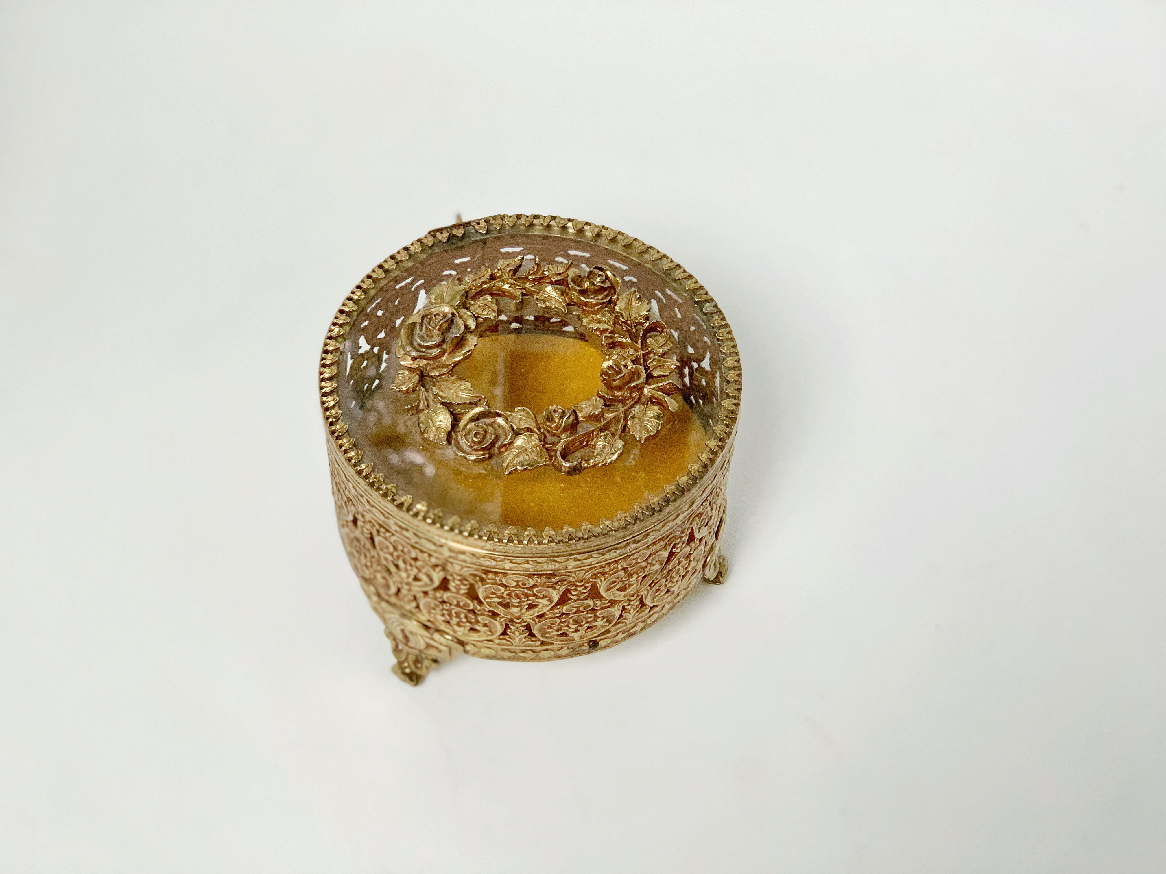 Antique Floral Wreath Victorian Jewelry Box