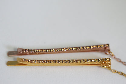 Crystals Leaf Chain Bobby Pin