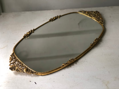Antique Floral Matson Mirror Tray