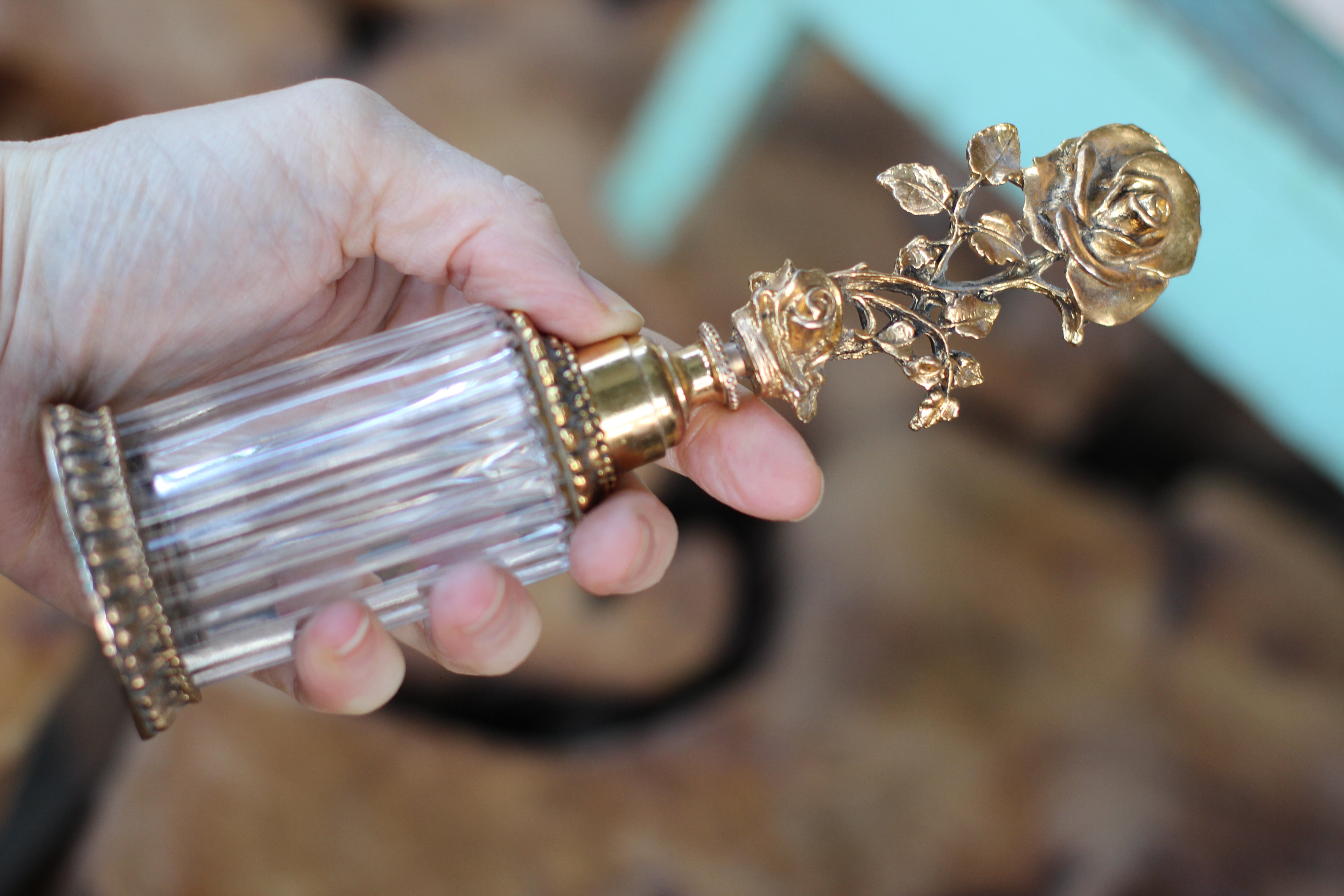 Antique Stylebuilt Tall Rose Perfume Bottle