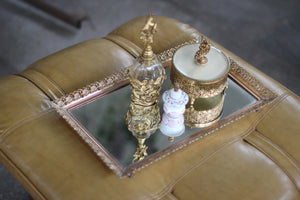 Antique Rectangle Filigree Mirror Tray