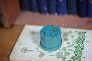 Antique Rustic Turquoise Cardboard Ring Box