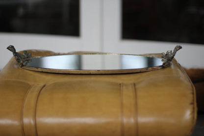 Antique Floral Silver Tone Mirror Tray