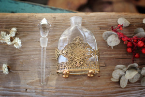 Antique Filigree Beveled Glass Perfume Bottle