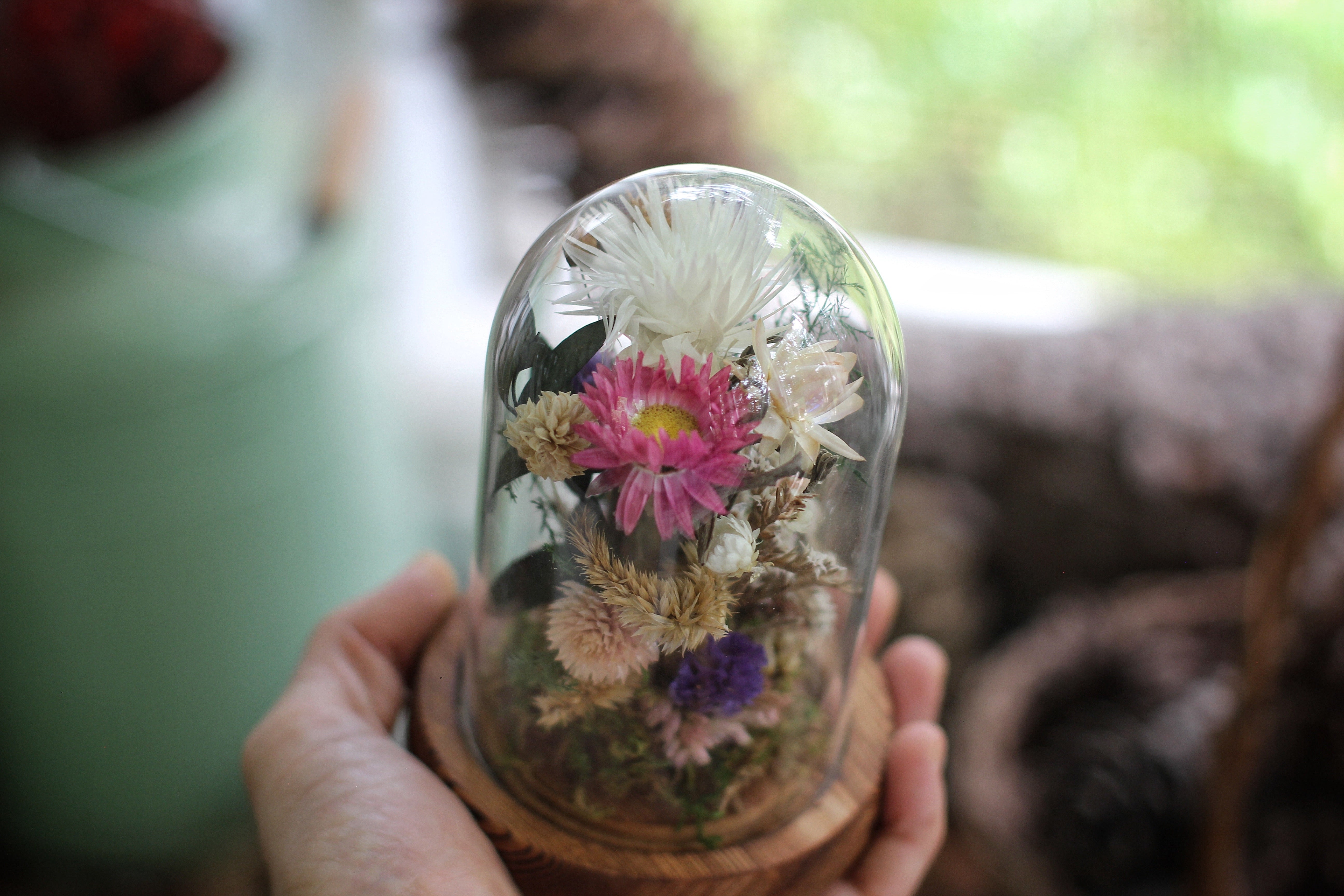 Small Dried Flowers Glass Dome / Cloche
