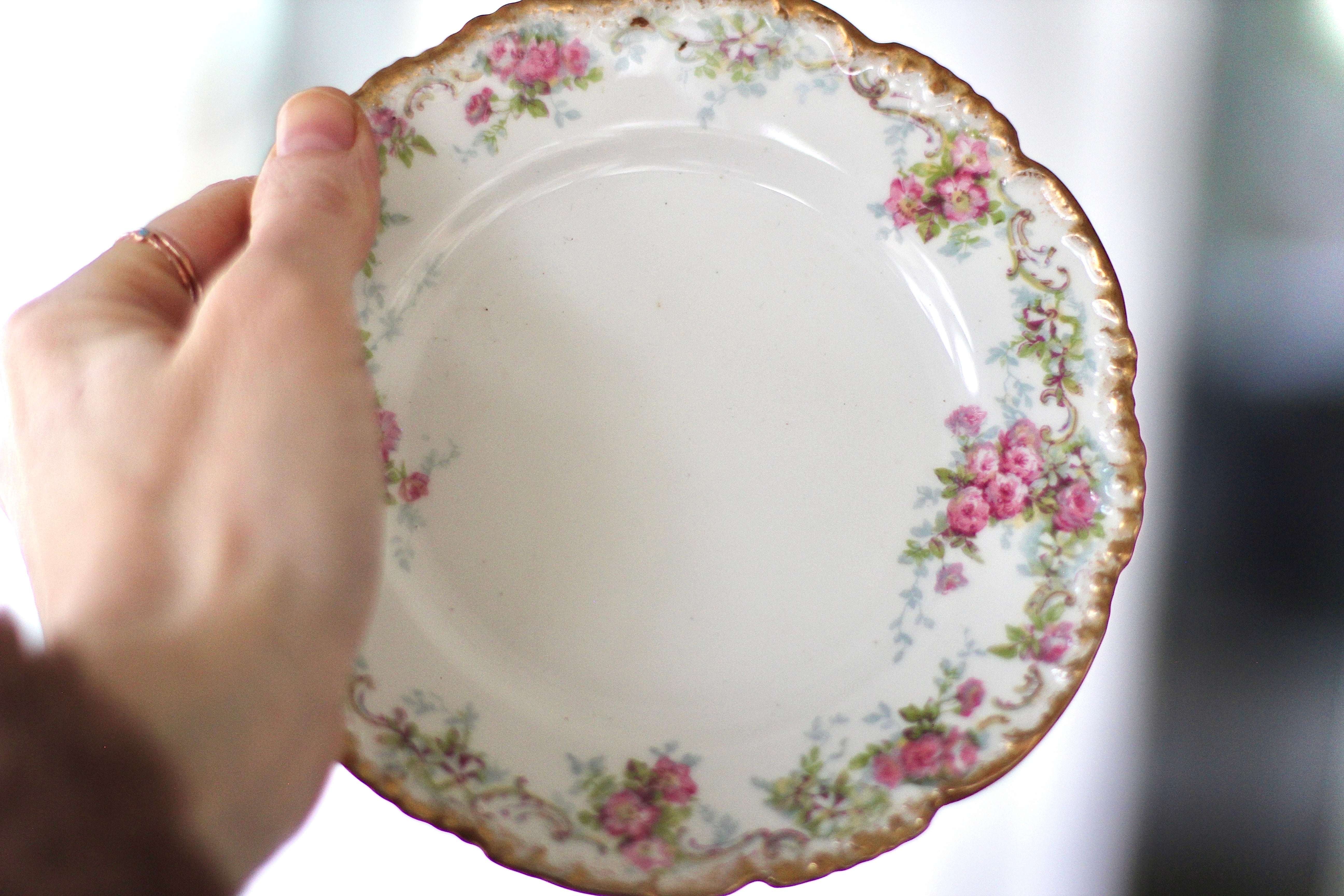 Vintage Limoges France Roses Porcelain Desert Plate