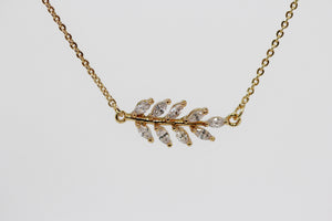 Full Crystals Leaf Necklace