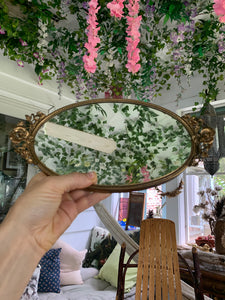 Antique Floral Roses Matson Mirror Tray