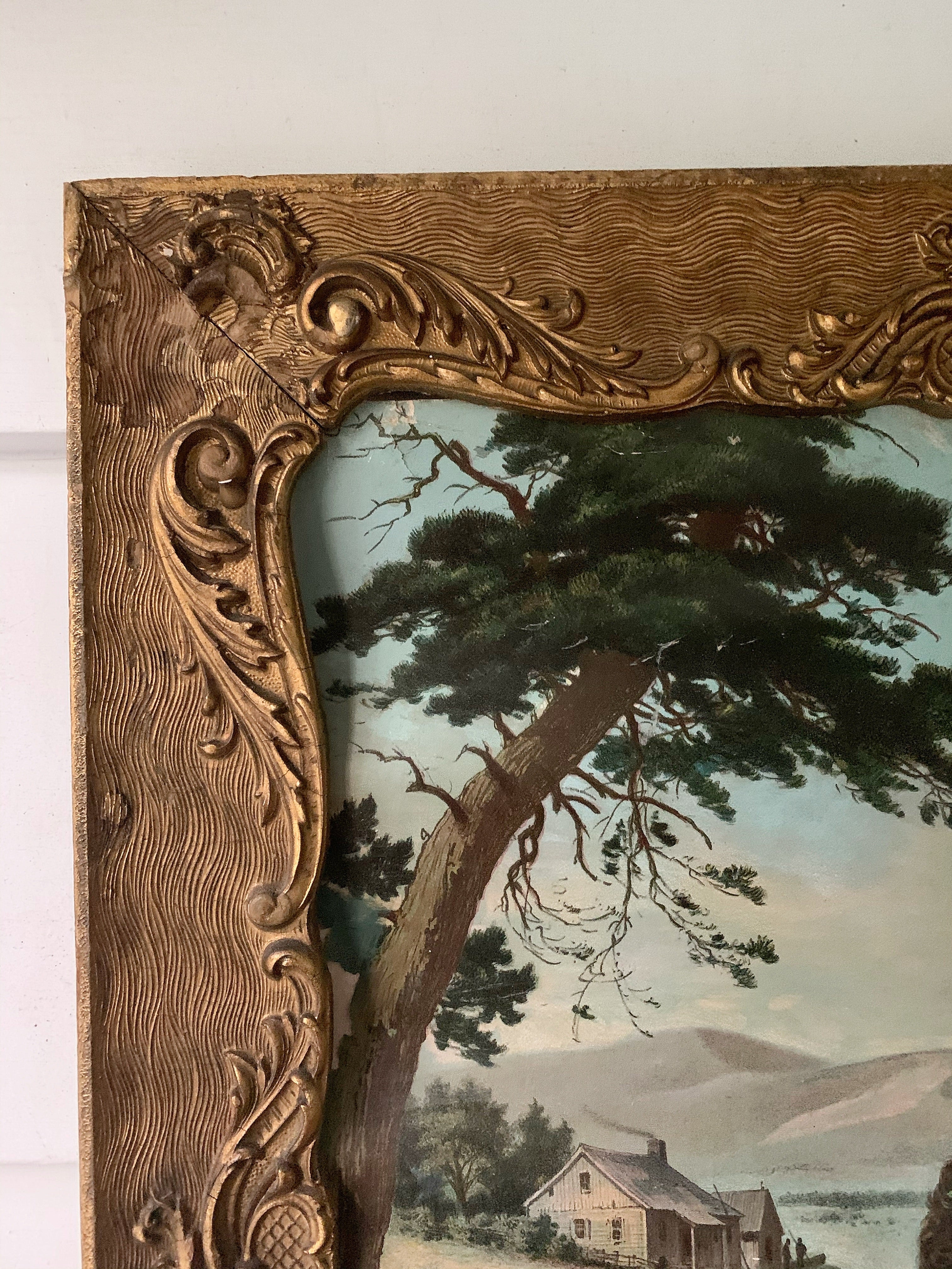 Antique Large Wood Victorian Bronze Frame