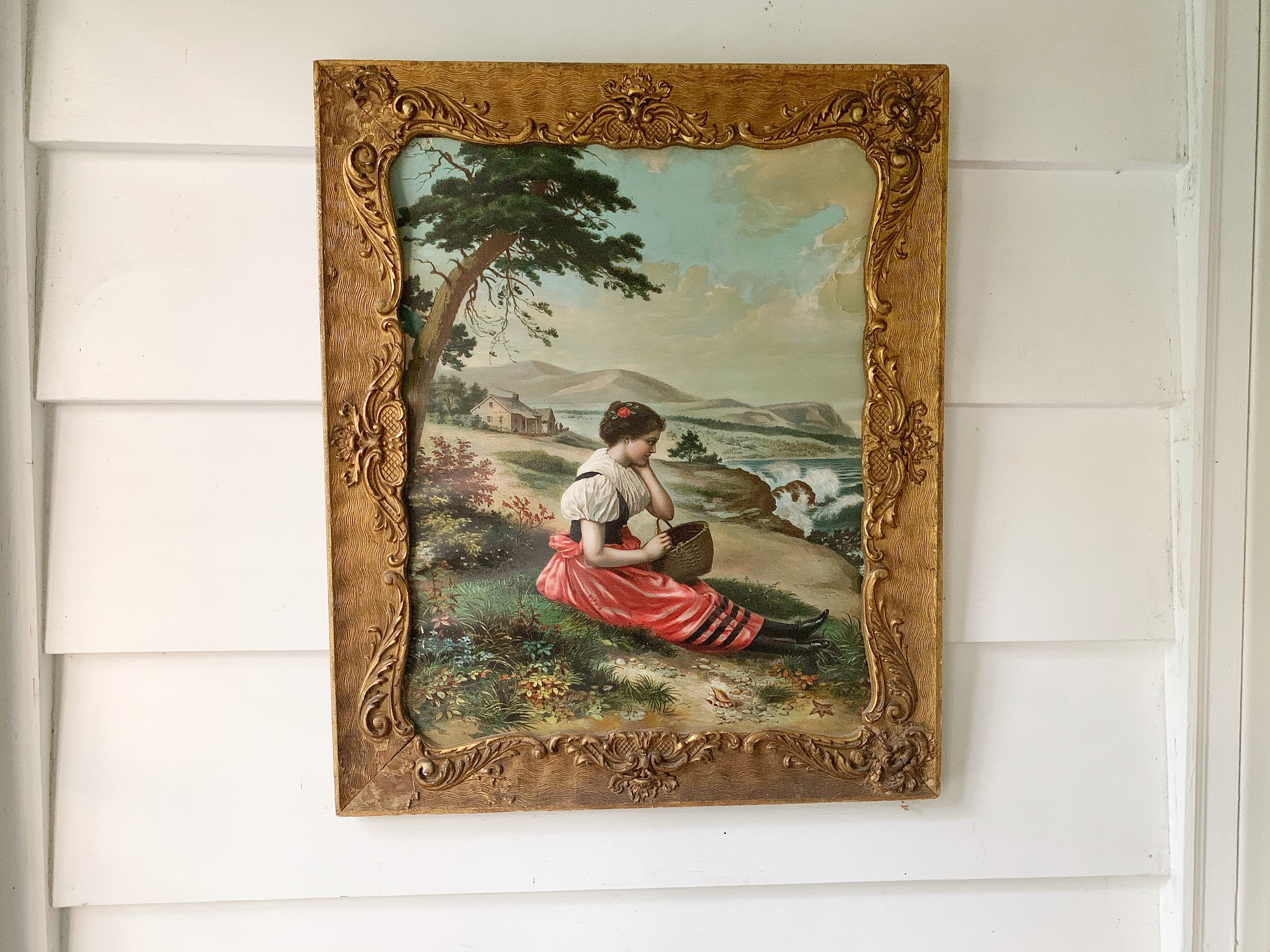 Antique Large Wood Victorian Bronze Frame
