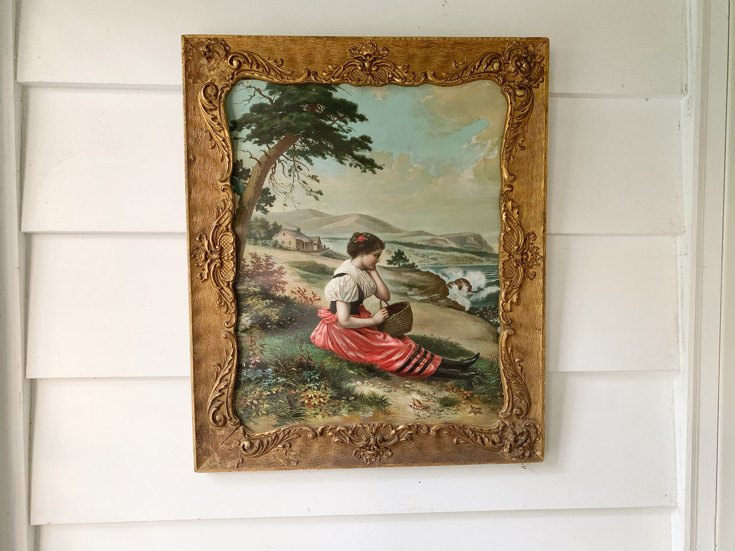 Antique Large Wood Victorian Bronze Frame