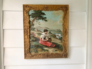 Antique Large Wood Victorian Bronze Frame