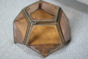 Antique Amber Tinted French Victorian Rare Jewelry Box