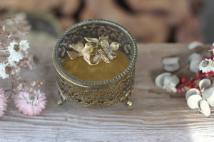 Antique Floral Dogwood Bird Jewelry Box