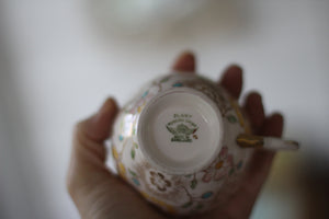 Vintage Pink Floral Plant Tuscan Tea Cup Set