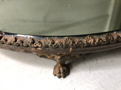Antique Rounded Lion Feet Mirror Tray