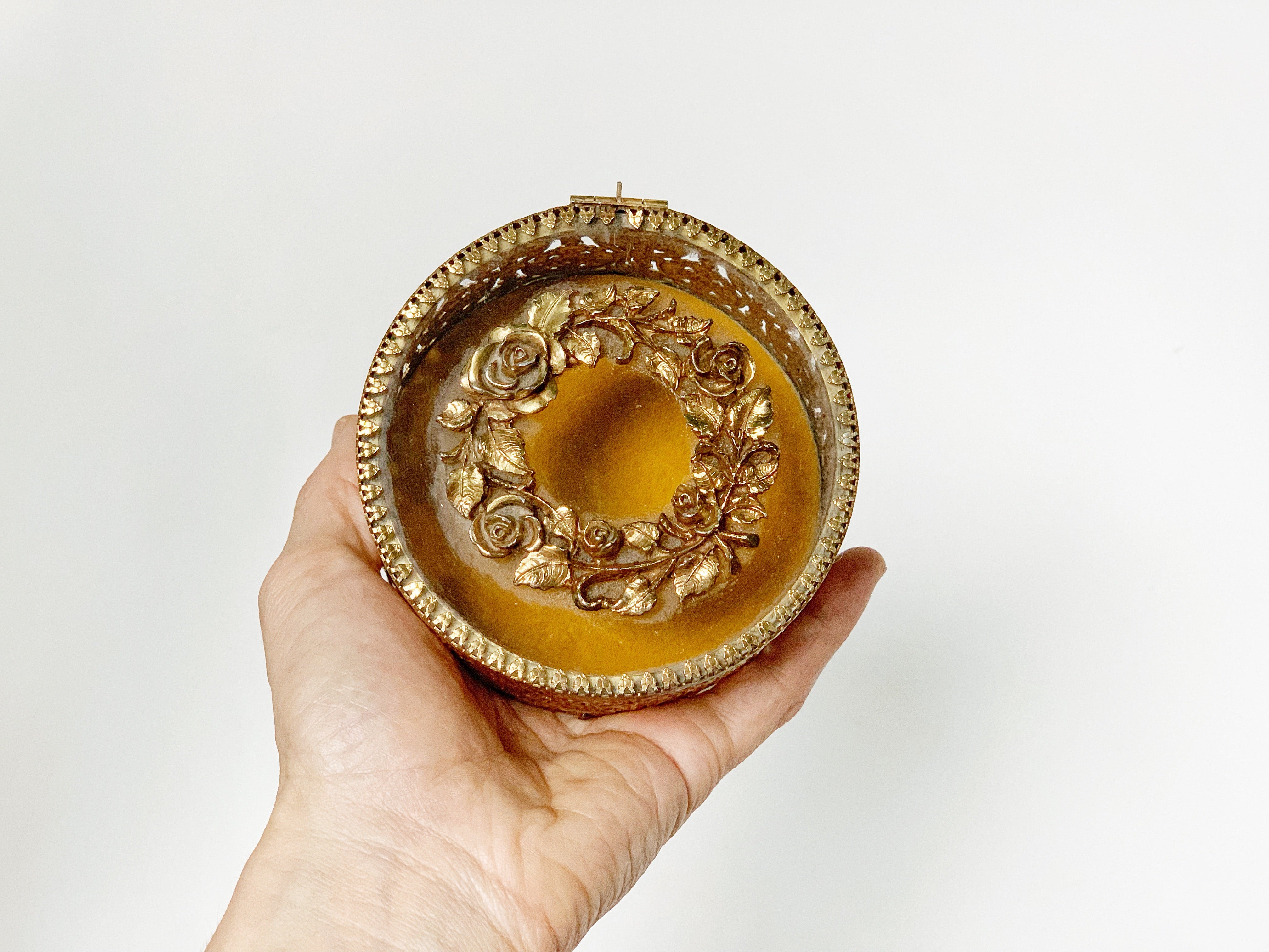 Antique Floral Wreath Victorian Jewelry Box