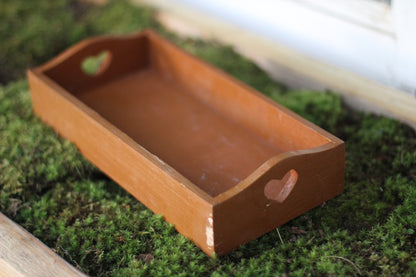 Antique Wood Carved Hearts Tray