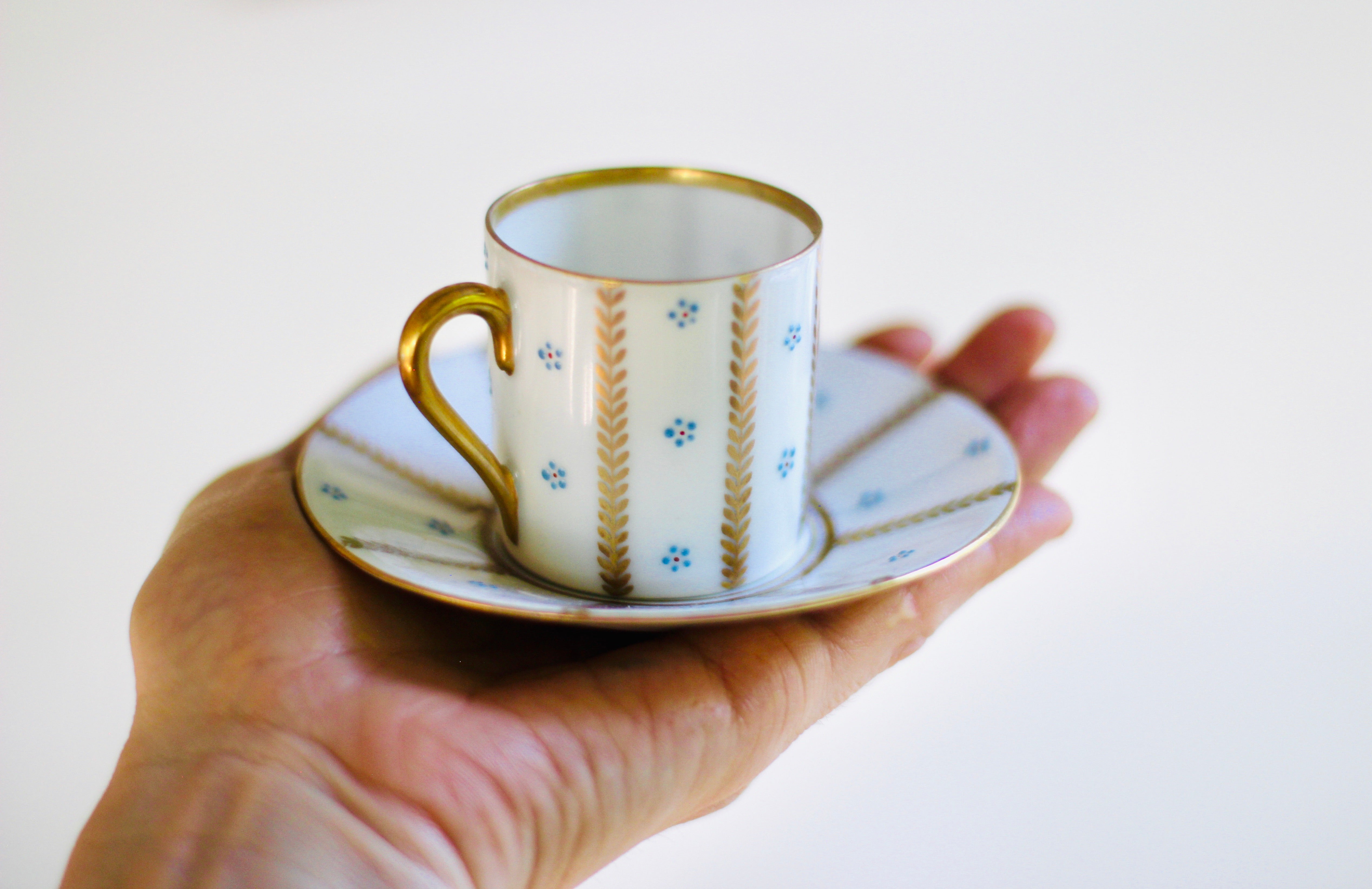 Antique Tiny Blue Flowers Tea Cup Set