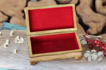 Vintage Florentine Hand Painted Floral Wood Jewelry Box