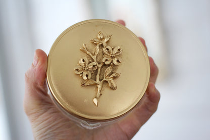 Vintage Flowers & Leaves Gold Jar