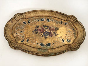 Vintage Florentine Miya Firenze Wood Floral Tray