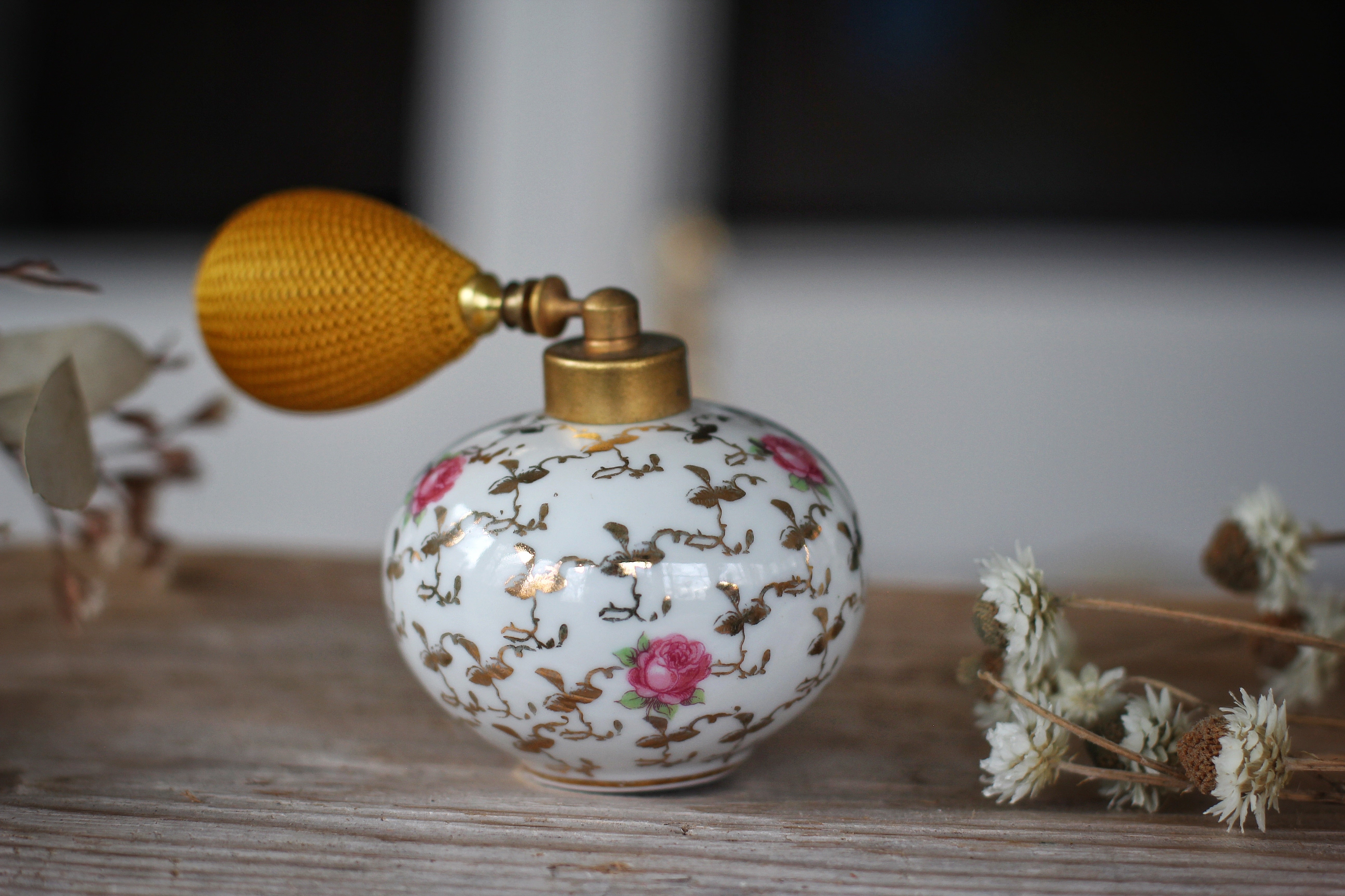 Antique Royal Bavaria Floral Porcelain Perfume Bottle