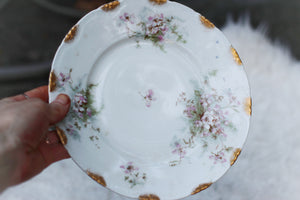 Vintage Limoges France Pink Flowers Porcelain Plate