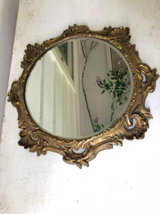 Rounded Bronze Gilt Victorian Antique Mirror Tray