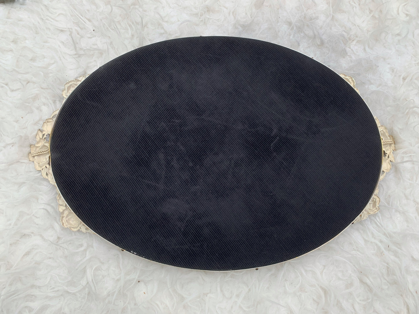 Antique White Gold Floral Rose Vanity Mirror