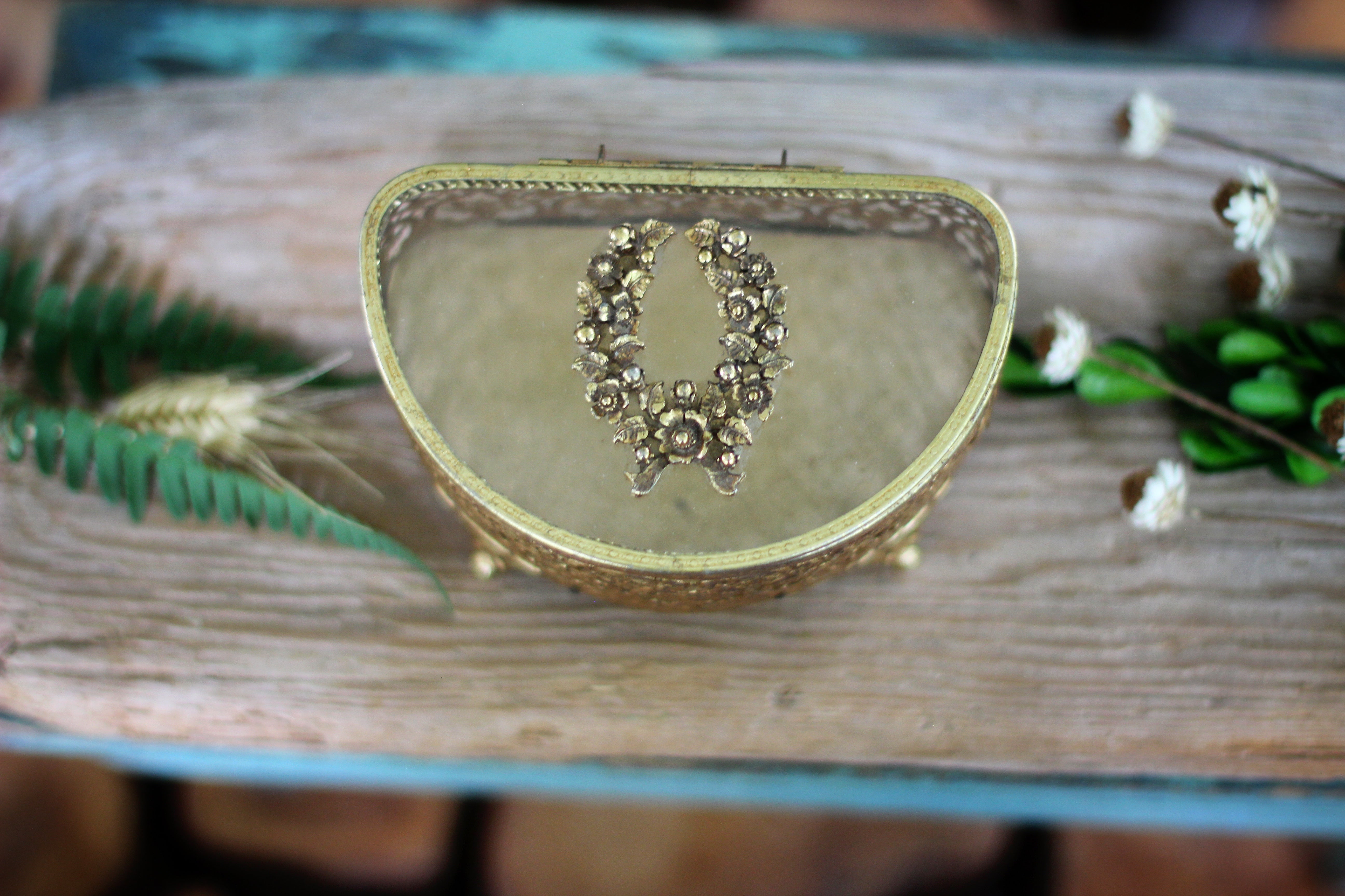 Antique Floral Jewelry Box